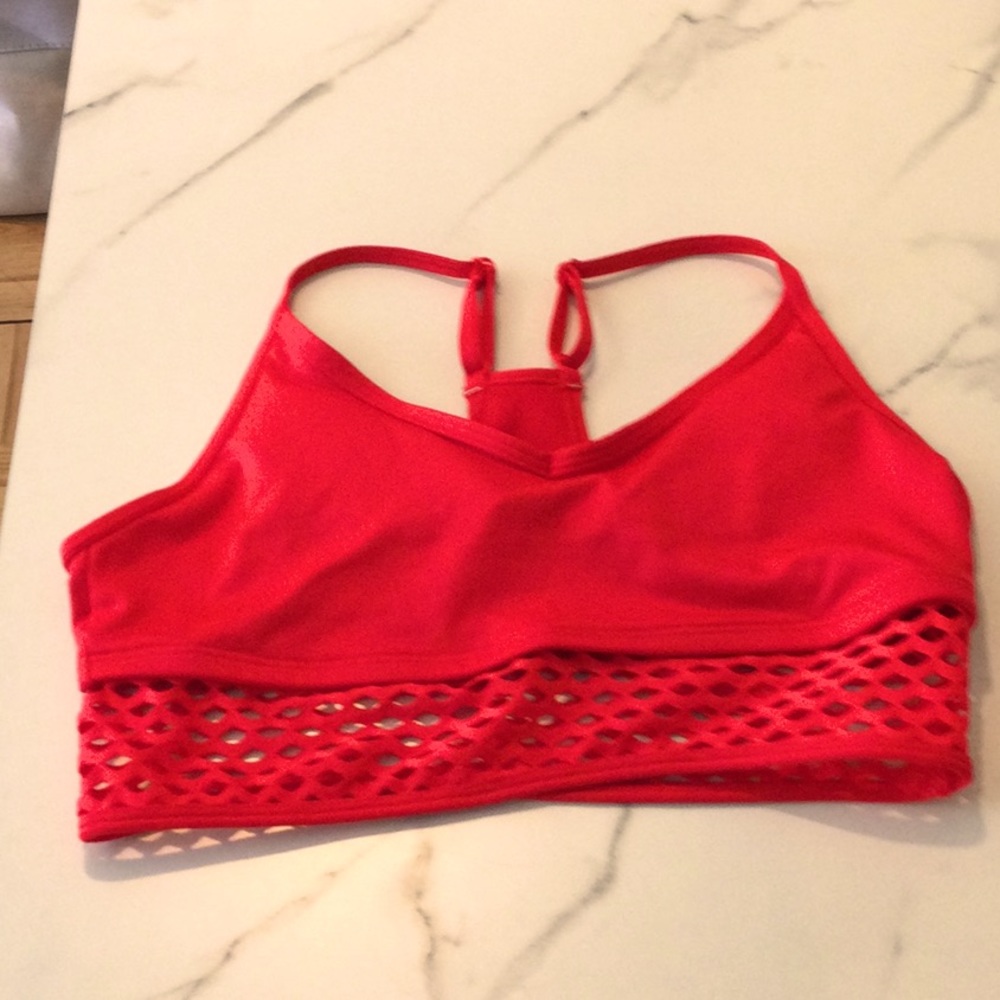 Victoria’s Secret PINK red sports bra, size small.